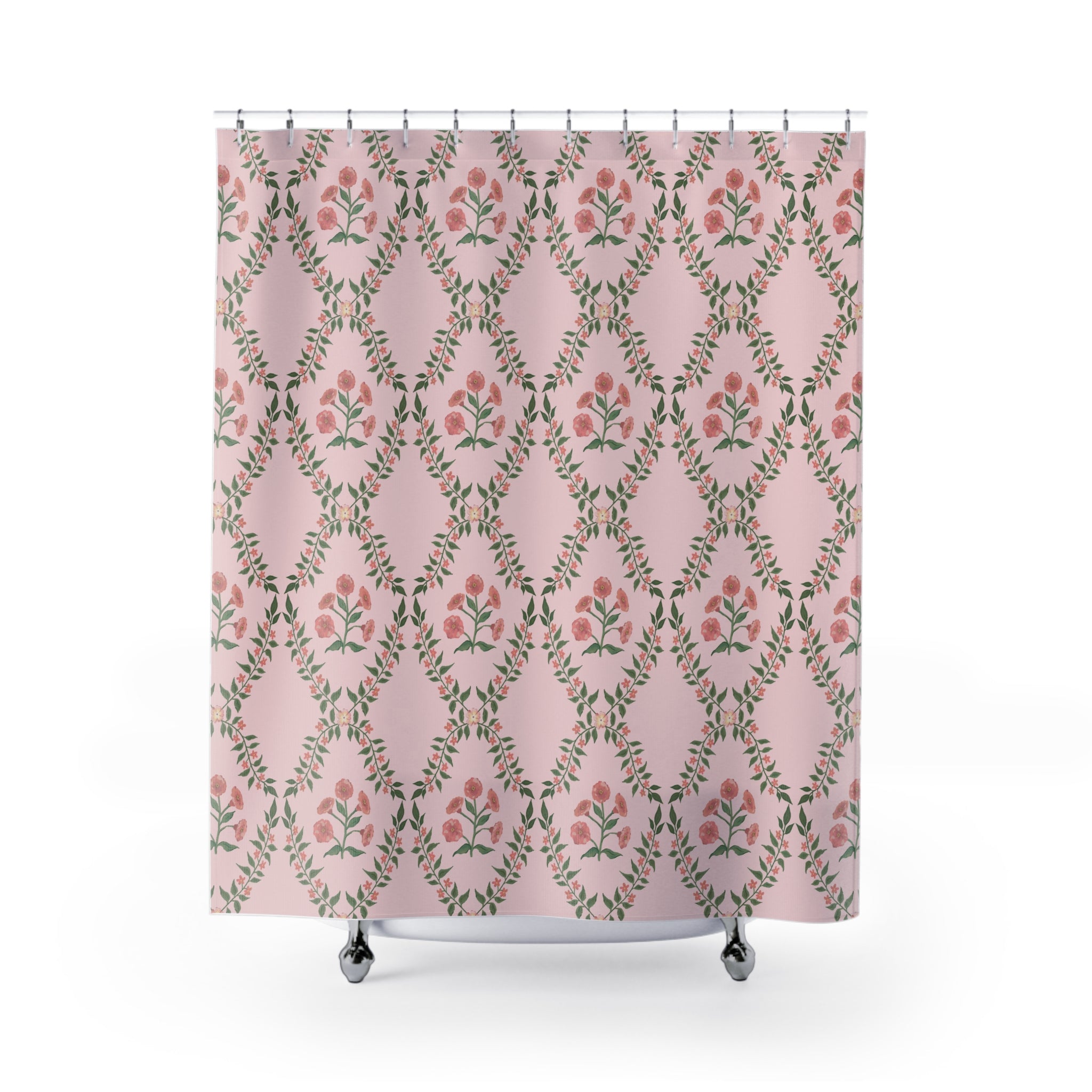 Floral Pink Rose Vine Shower Curtain
