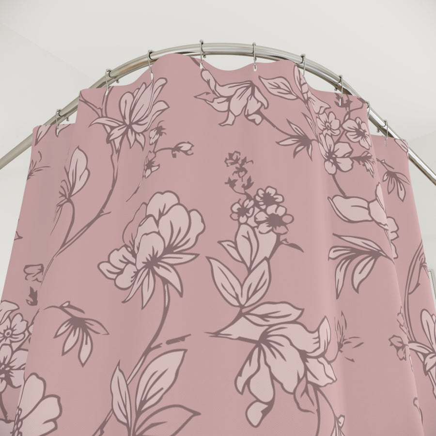 Trailing Floral Shower Curtain — Vintage Pink Blossom