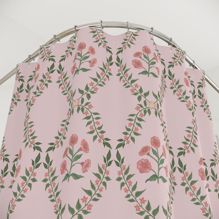 Floral Pink Rose Vine Shower Curtain