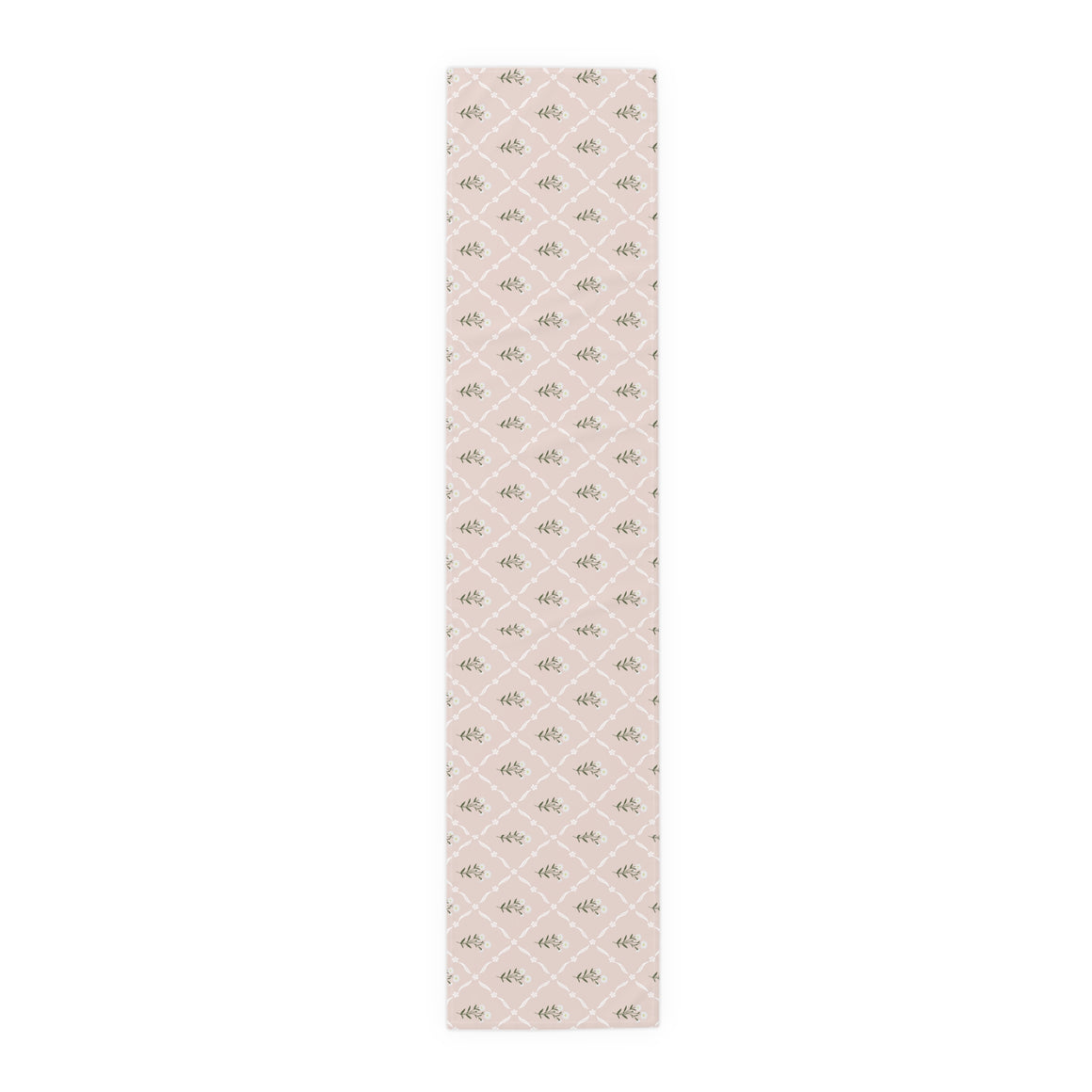 Floral Lattice Table Runner — Blush Pink Cotton Table Decor