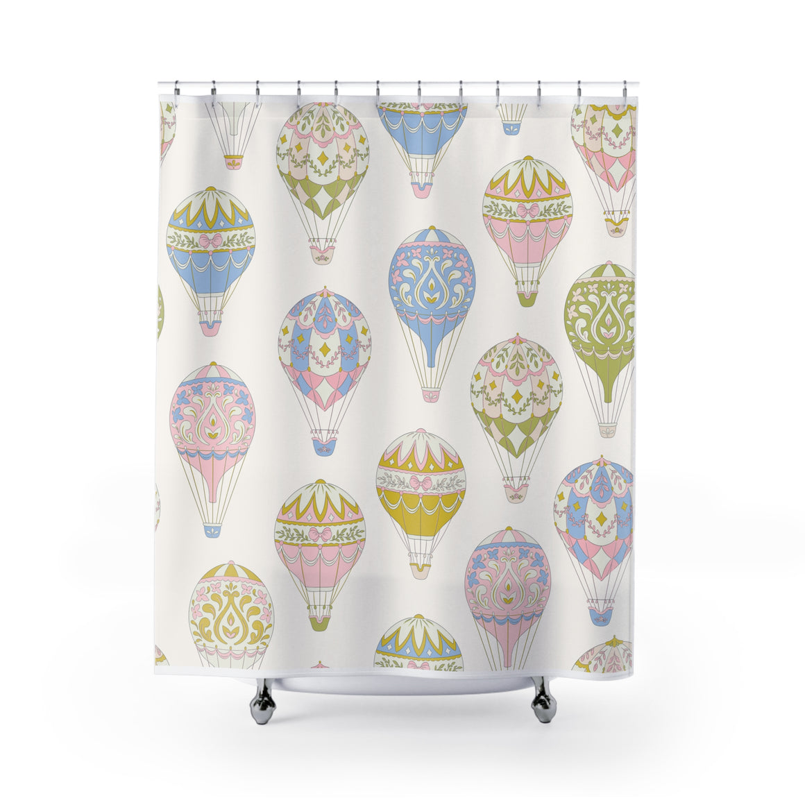 Hot Air Balloon Shower Curtain — Pastel Vintage Balloons