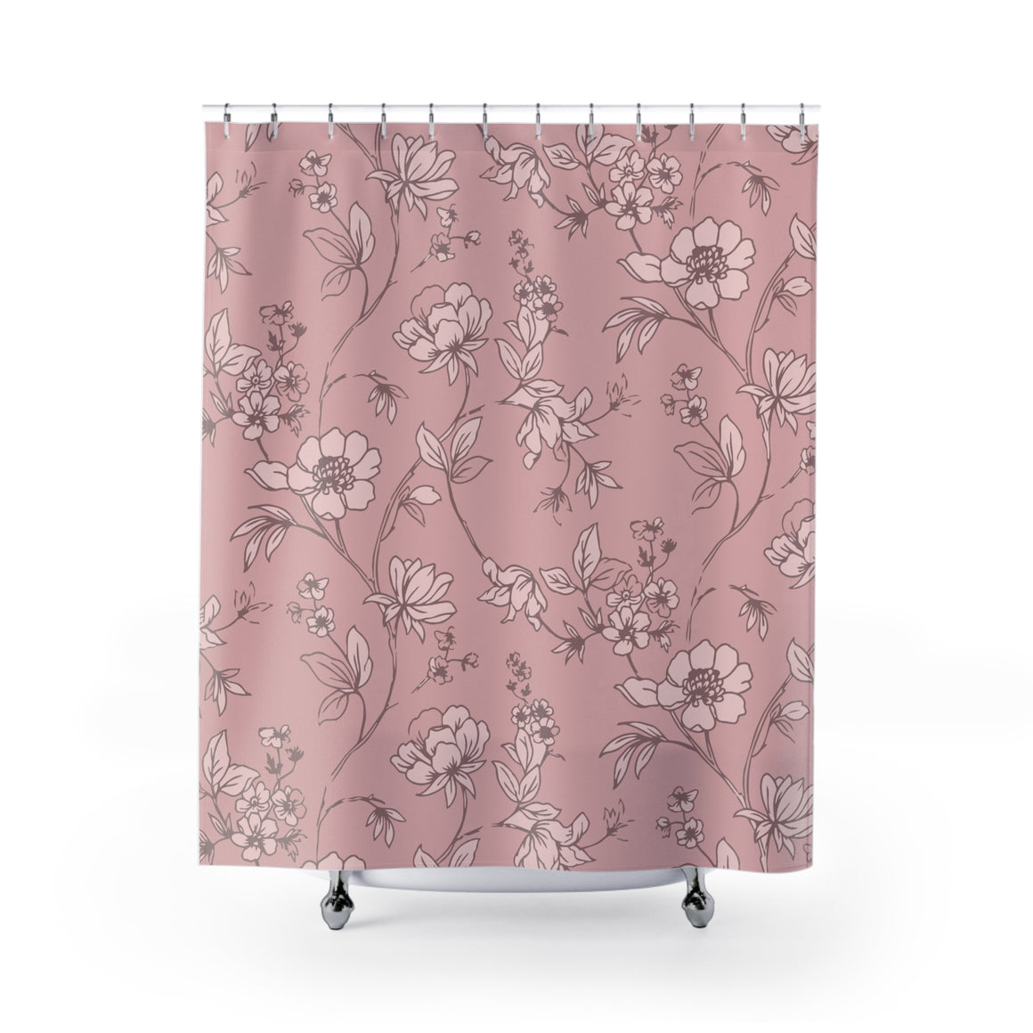 Trailing Floral Shower Curtain — Vintage Pink Blossom