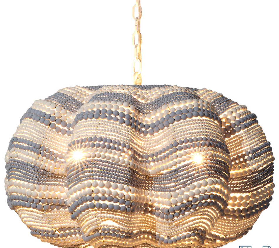 Pendant Lamp Ombre Wood Bead Chandelier Clam Shell Beaded Pendant