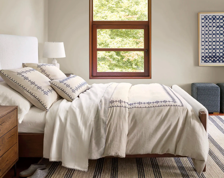 Cross- Stitch Linen Duvet Cover