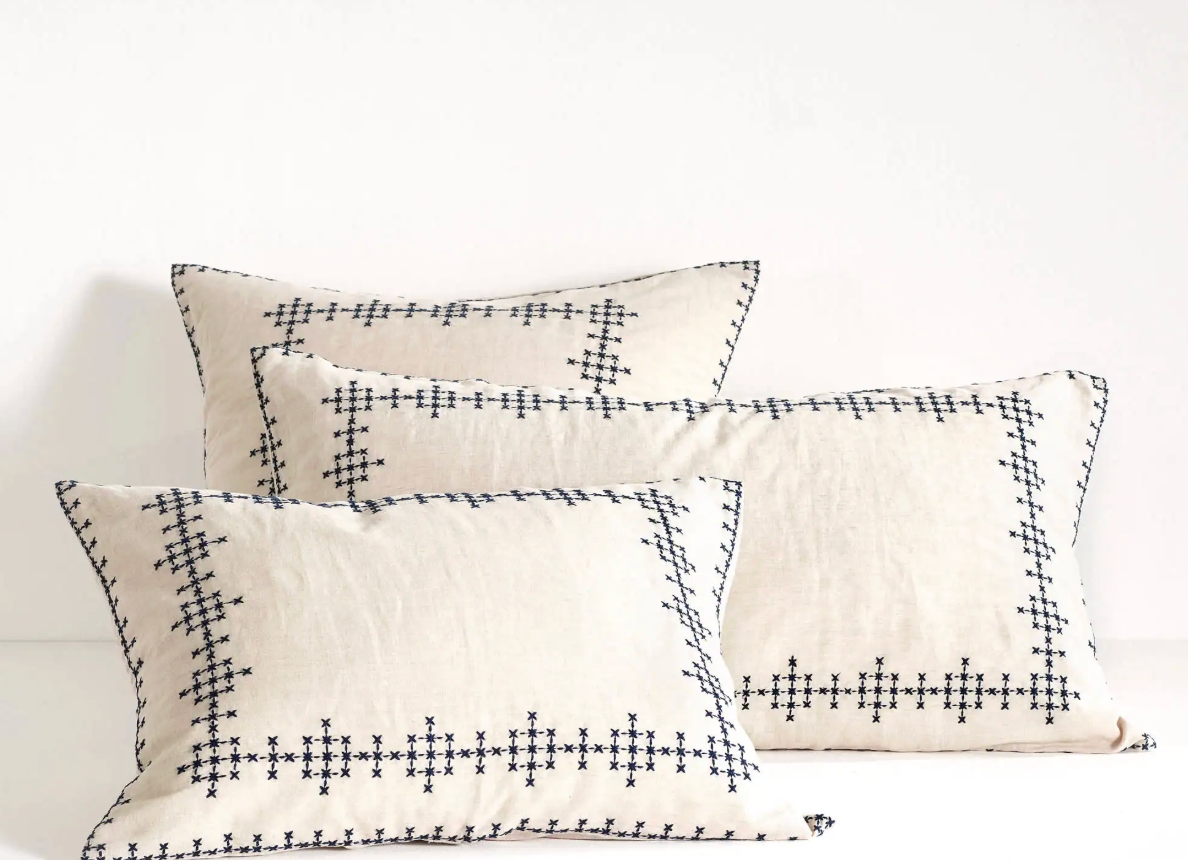 Cross Stitch Linen Sham