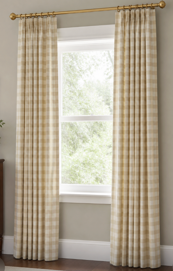 Camden Check Pinch Pleated Drapery Panels