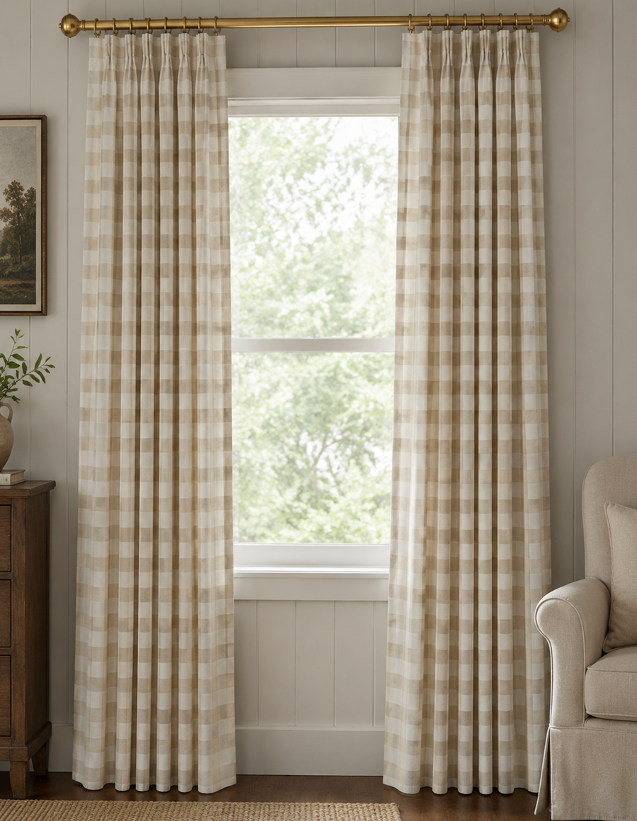 Barnsdale Check Pinch Pleated Drapery Panels