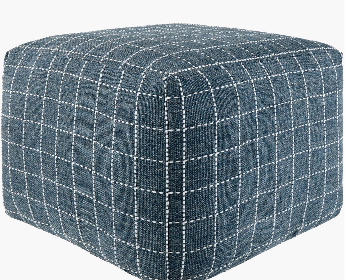 Island Vibe Window Pane Check Pouf