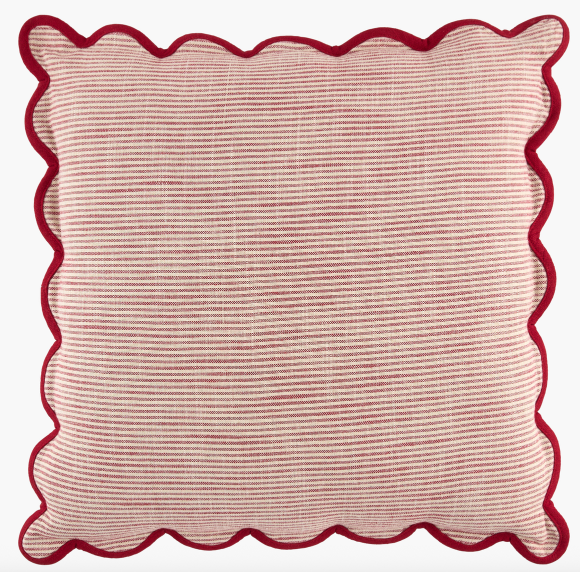 Ticking Stripe Scalloped Edge Pillow
