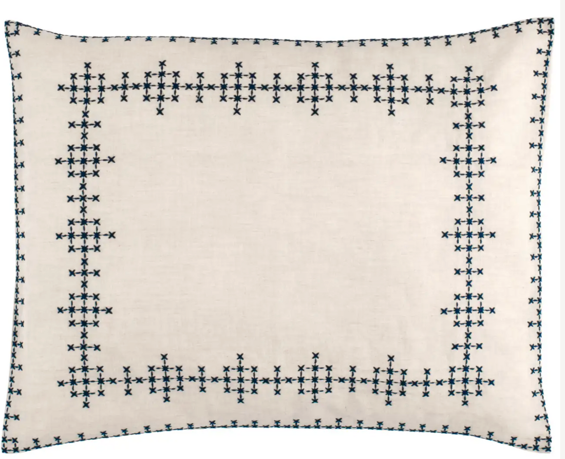 Cross Stitch Linen Sham