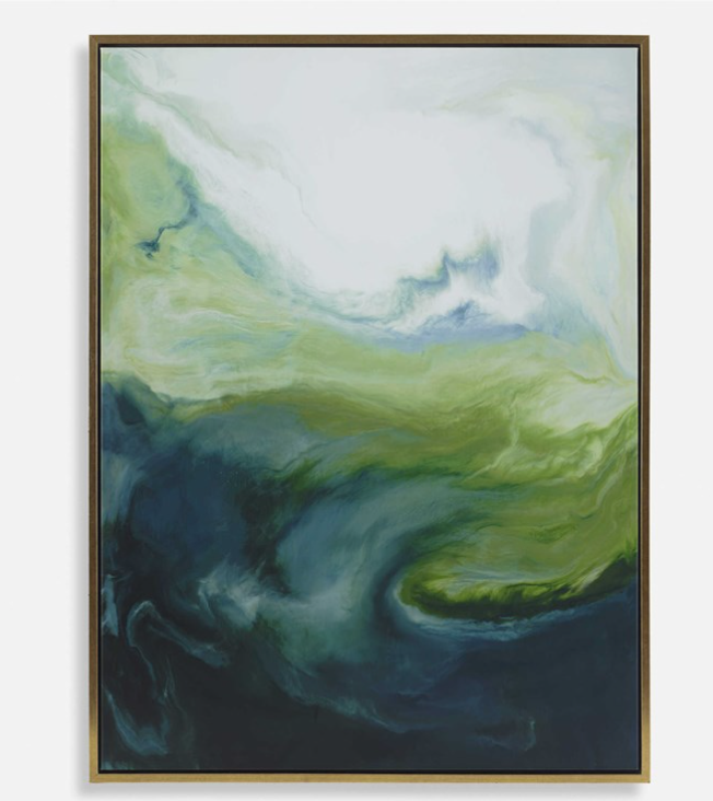 Serene Green Framed Canvas Art