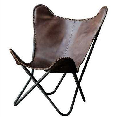 Metal & Leather Butterfly Chair - Revibe Designs