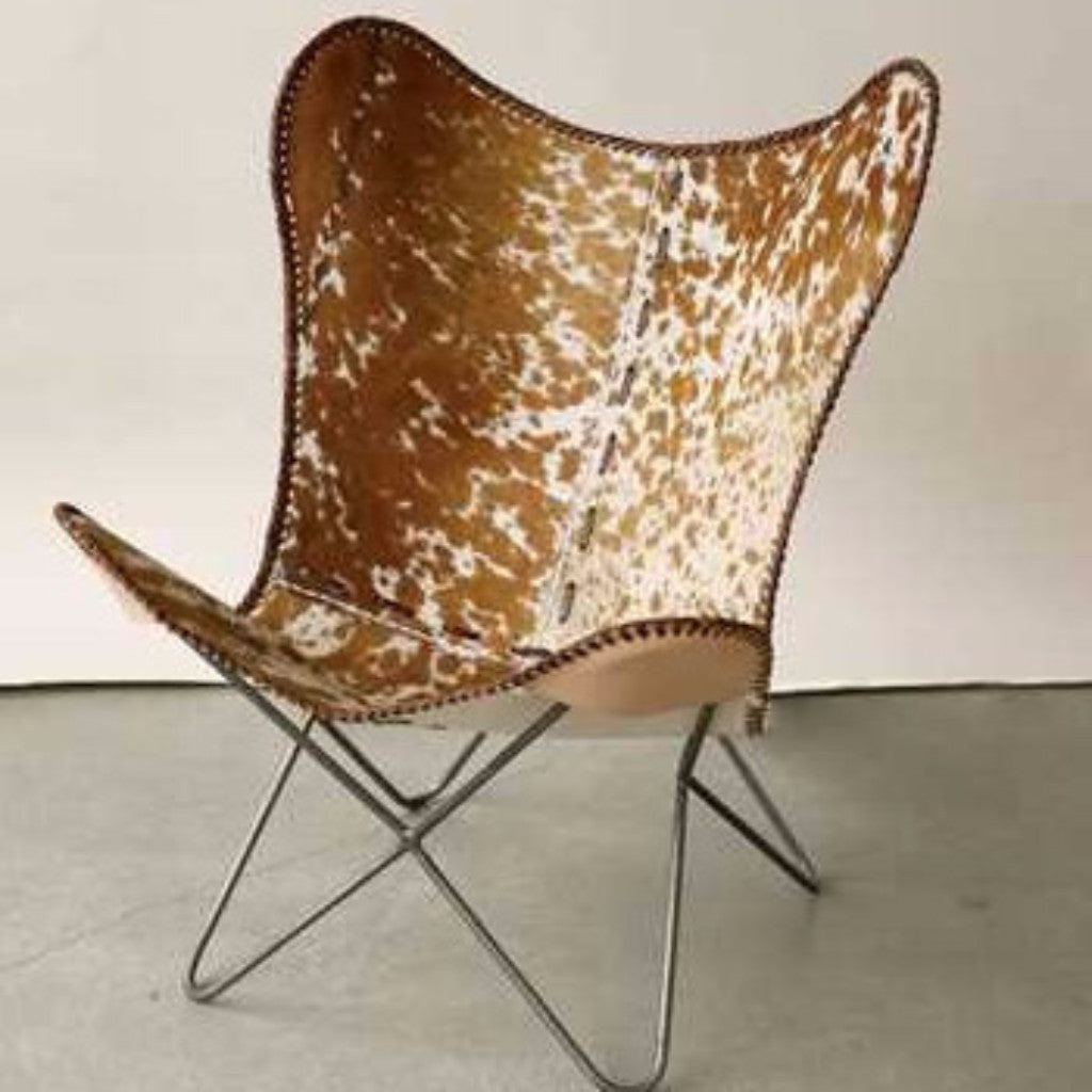 Metal & Cowhide Butterfly Chair - Revibe Designs