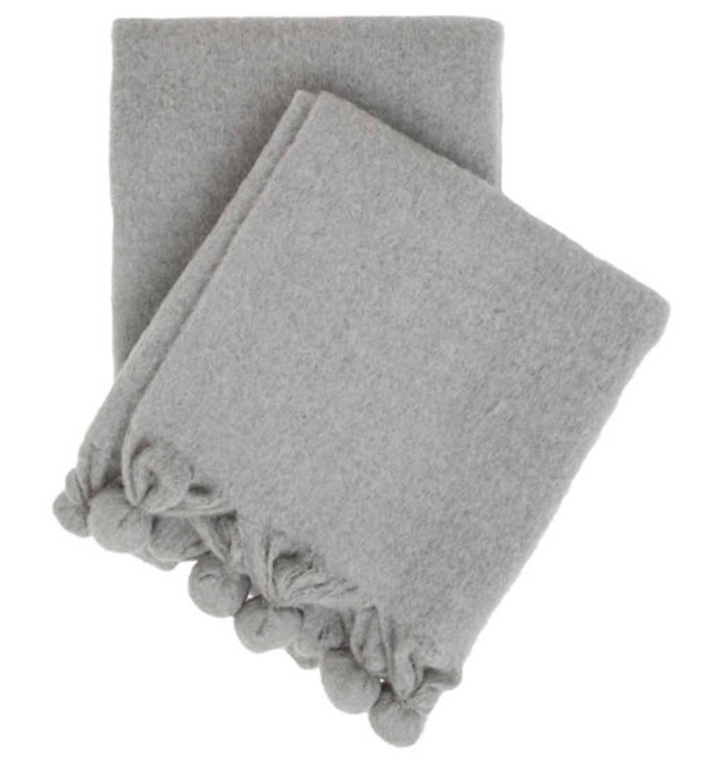 Pom Pom Grey Throw - Revibe Designs