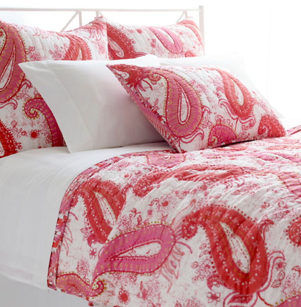 Vista Pink Paisley Quilted Sham - Revibe Designs