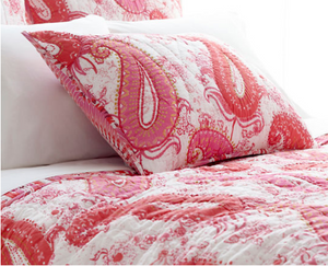 Vista Pink Paisley Quilted Sham - Revibe Designs