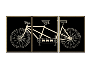 Vintage Tandem Bicycle Triptych Art - Revibe Designs