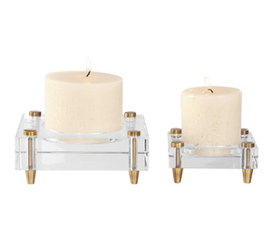 Claire Crystal Block Candle Holders Set of 2 - Revibe Designs