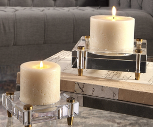 Claire Crystal Block Candle Holders Set of 2 - Revibe Designs