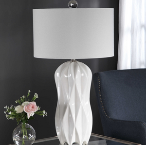 Malena Glossy White Lamp - Revibe Designs