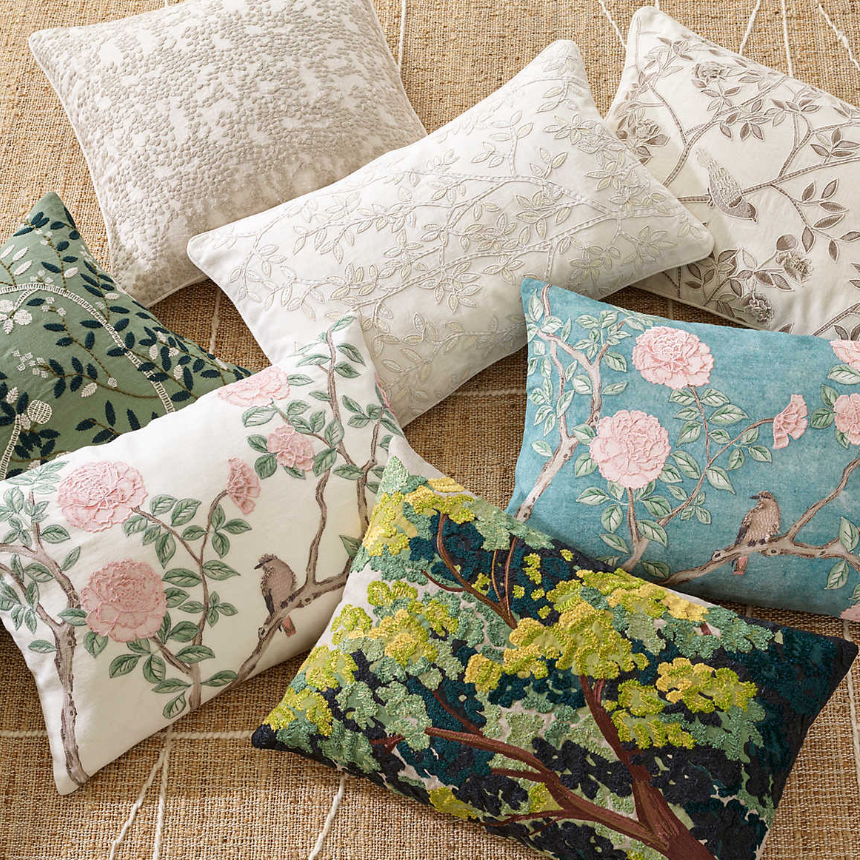 Jolie Embroidered White Pillow