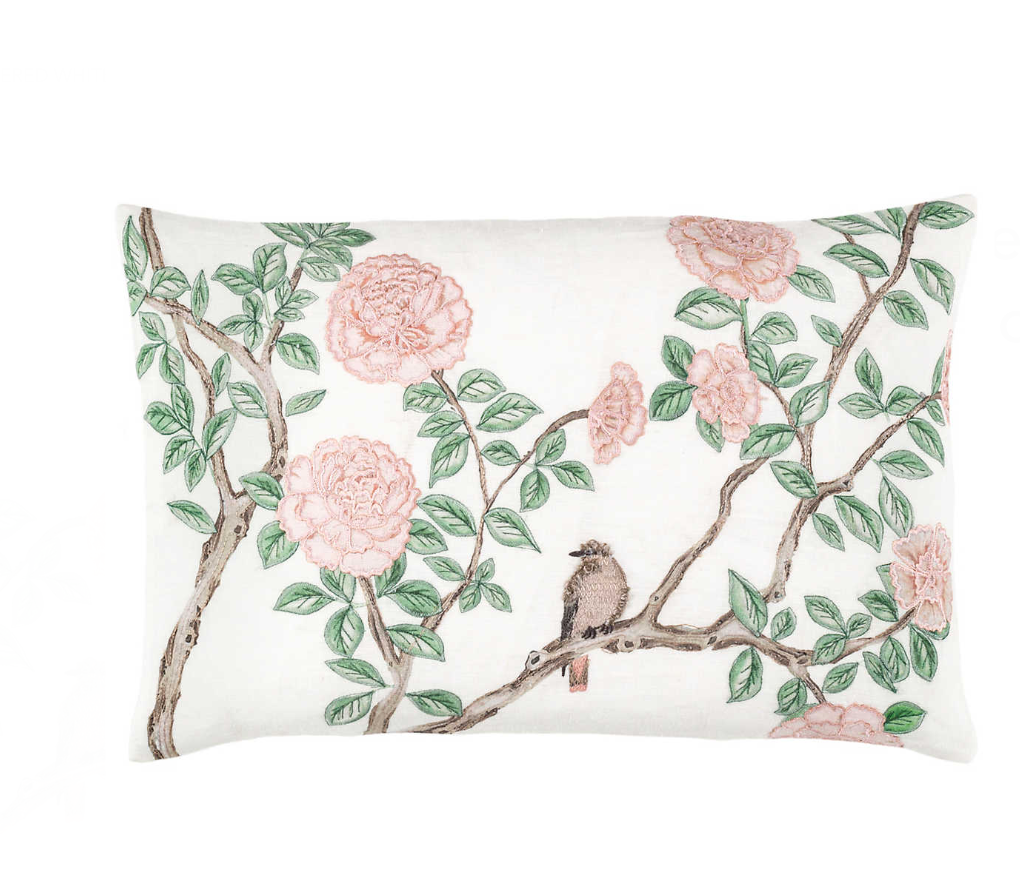 Jolie Embroidered White Pillow