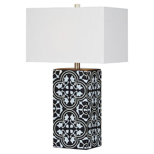 Black and White Ceramic Tile Lamp - Revibe Designs